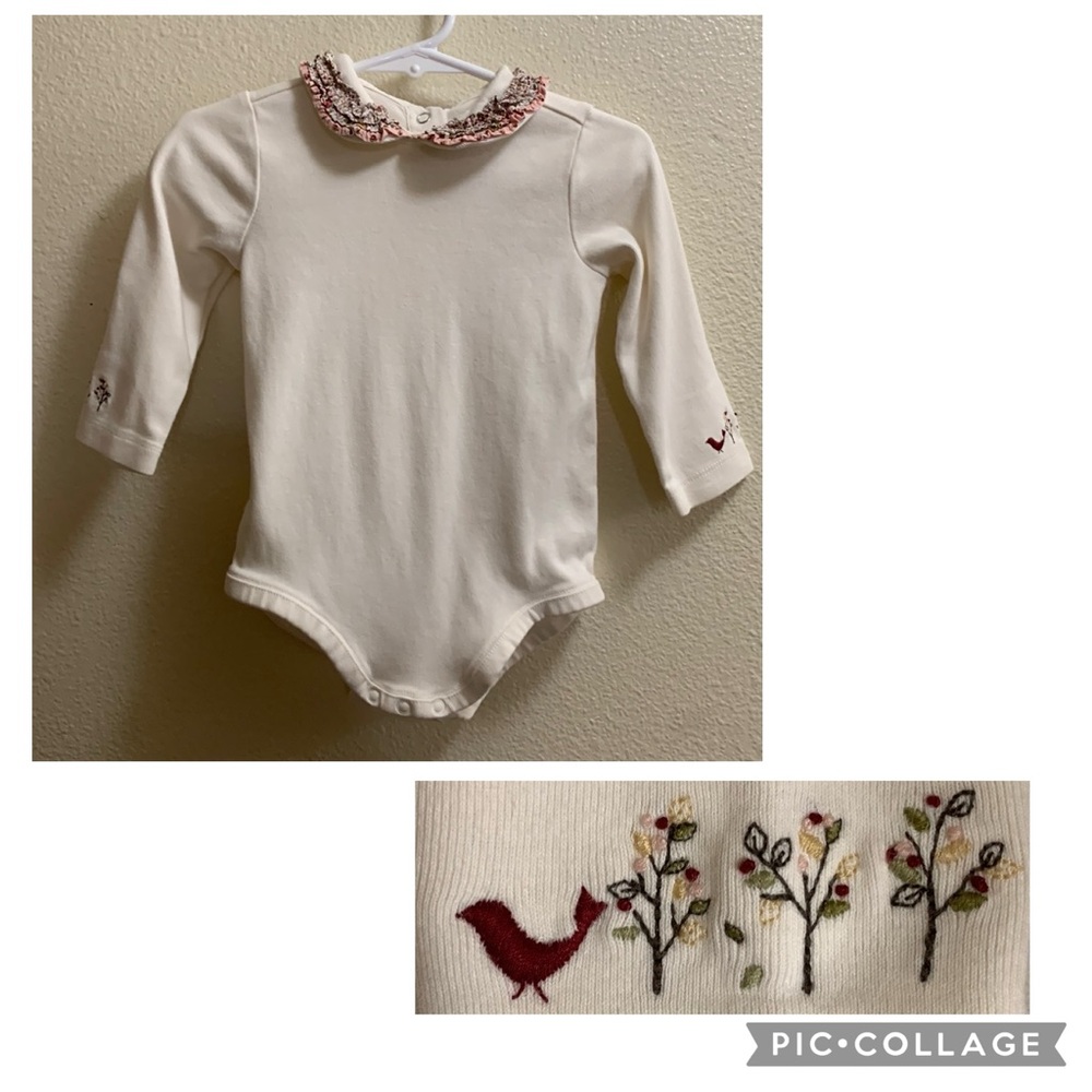 Vintage 2003 Gymboree Fox Trot Ruffled Floral Bodysuit Size 12-18 Months Pink
